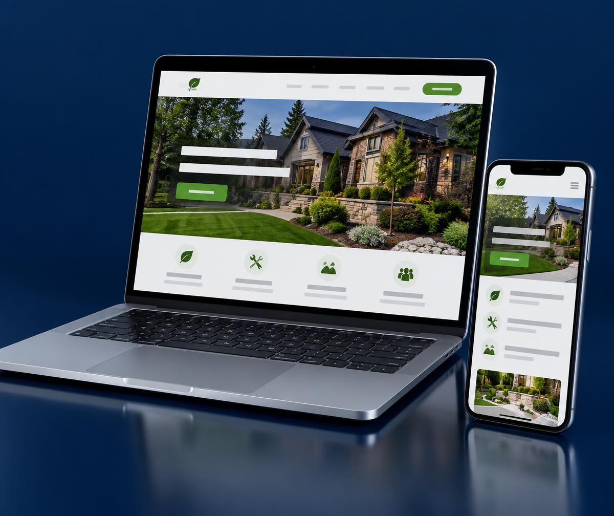 Laptop and phone showing a finished business website