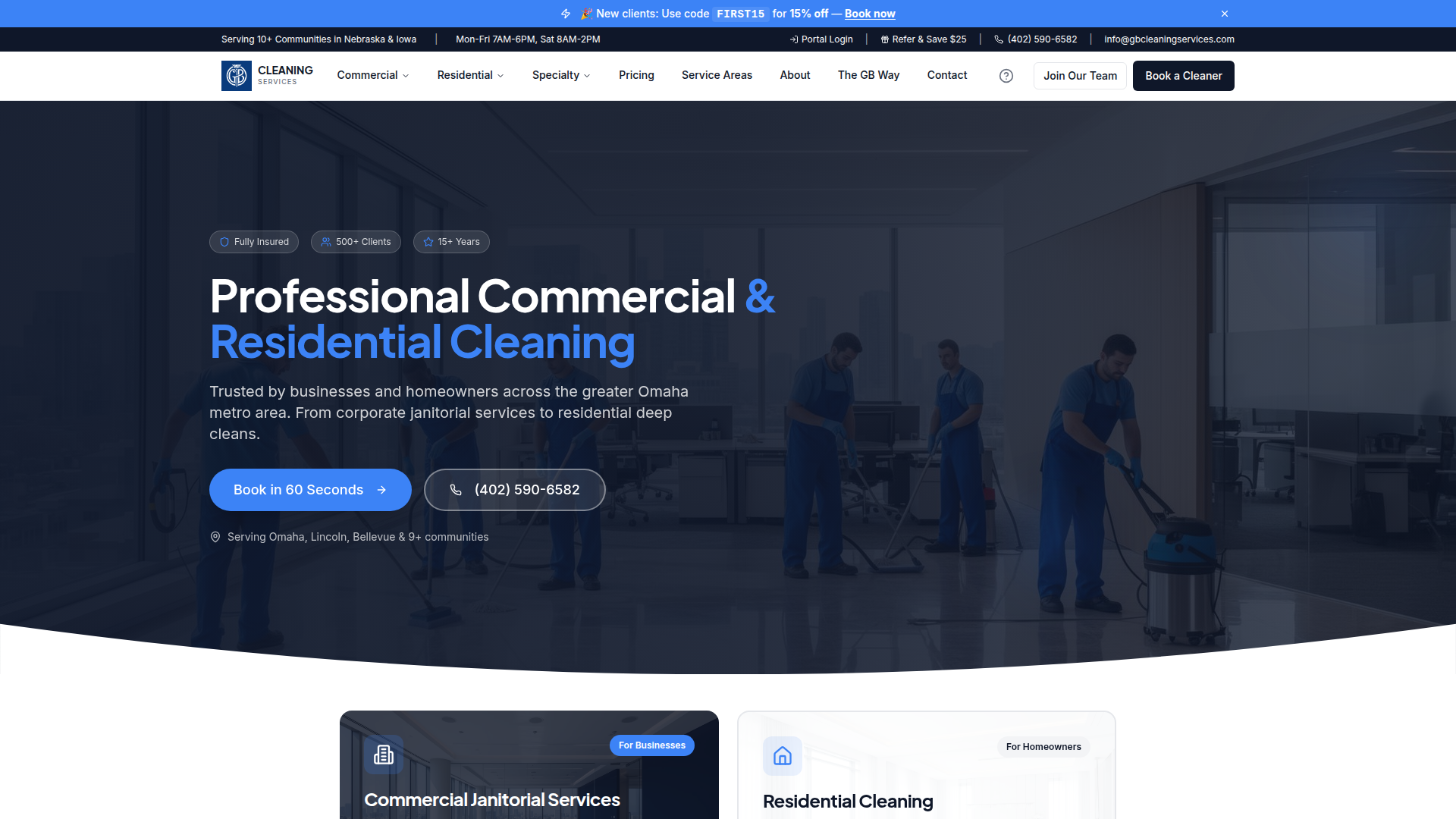 GB Cleaning Services website