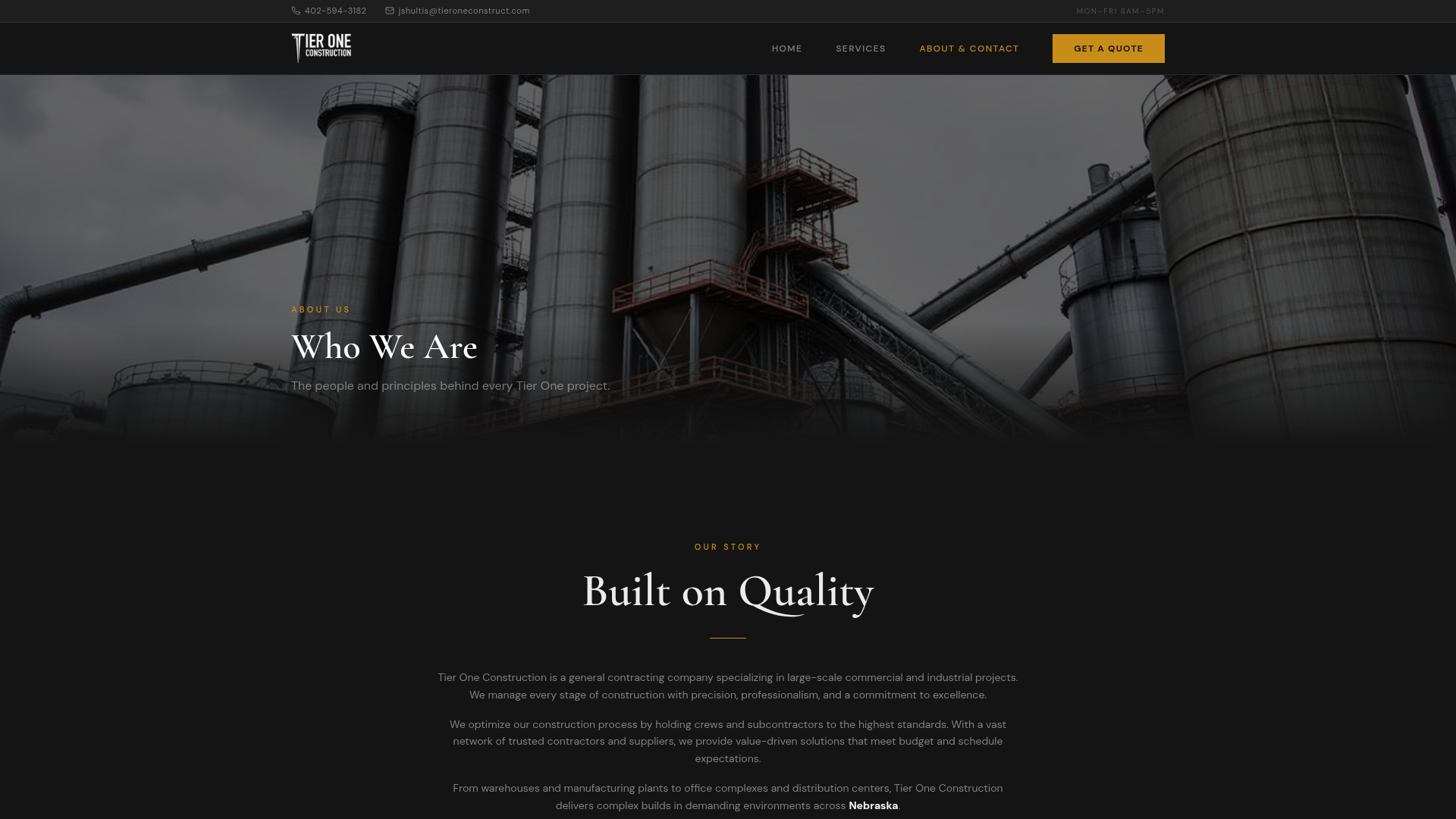 Tier One Construction website